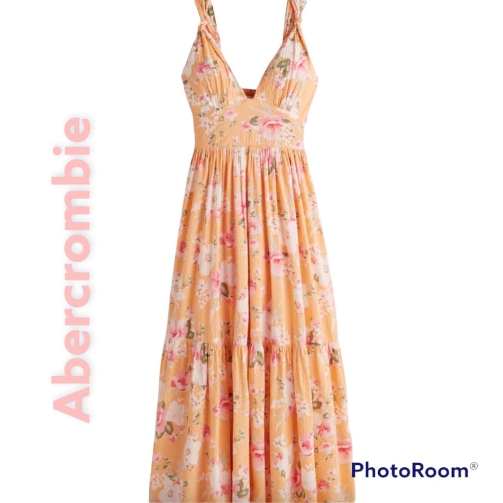 NWT Knotted Strap Seersucker Maxi Dress - Picture 1 of 5